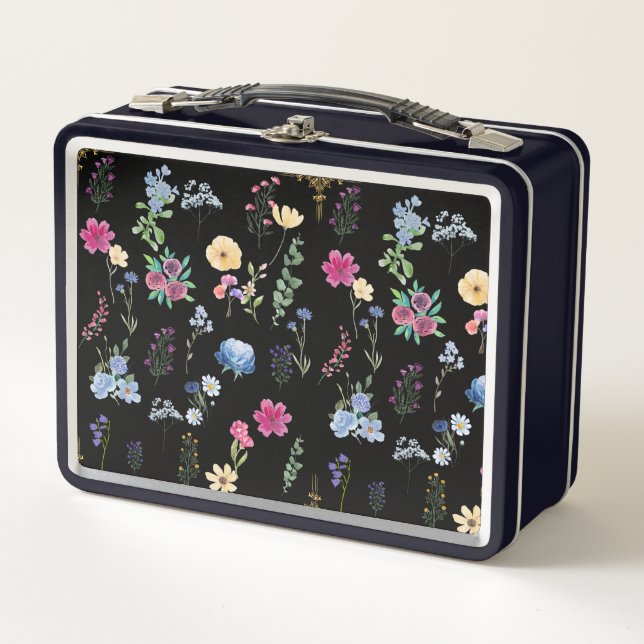 Wildflower Pattern Metal Lunch Box (Front)