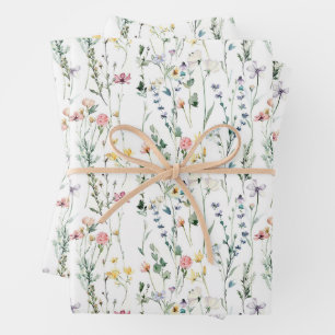 Wildflower Pattern Wrapping Paper Sheet