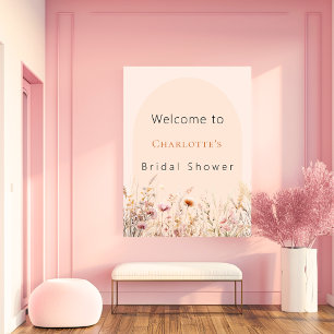 Wildflower peach arch bridal shower welcome poster