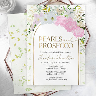 Wildflower Pearls and Prosecco Bridal Shower Invitation