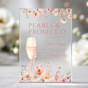 Wildflower Pearls & Prosecco Blush Bridal Shower  Acrylic Invitations