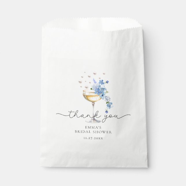 Wildflower Pearls Prosecco Bridal Shower Thank You Favour Bags (Front)