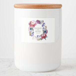 Wildflower Peony Floral with Feathers   Wedding Food Label