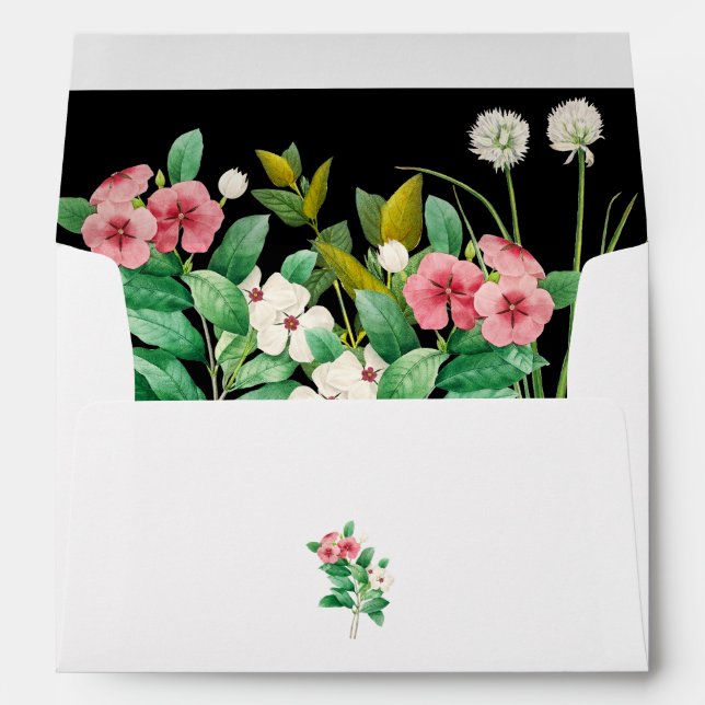 Wildflower Periwinkle Black 5x7 Wedding Invitation Envelope (Back (Bottom))