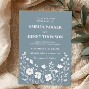 wildflower periwinkle elegant boho wedding invitation