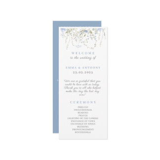 Wildflower Periwinkle Wedding Ceremony Programme