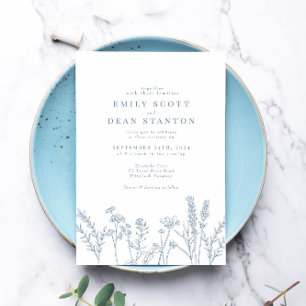 Wildflower Periwinkle Wedding Invitation
