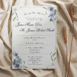 Wildflower Periwinkle Wedding Invitation