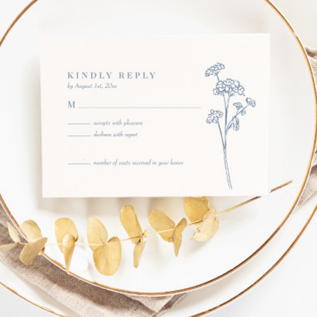 Wildflower Periwinkle Wedding Response RSVP Card (Creator Uploaded)