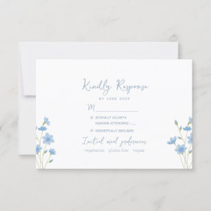 Wildflower Periwinkle Wedding RSVP Card