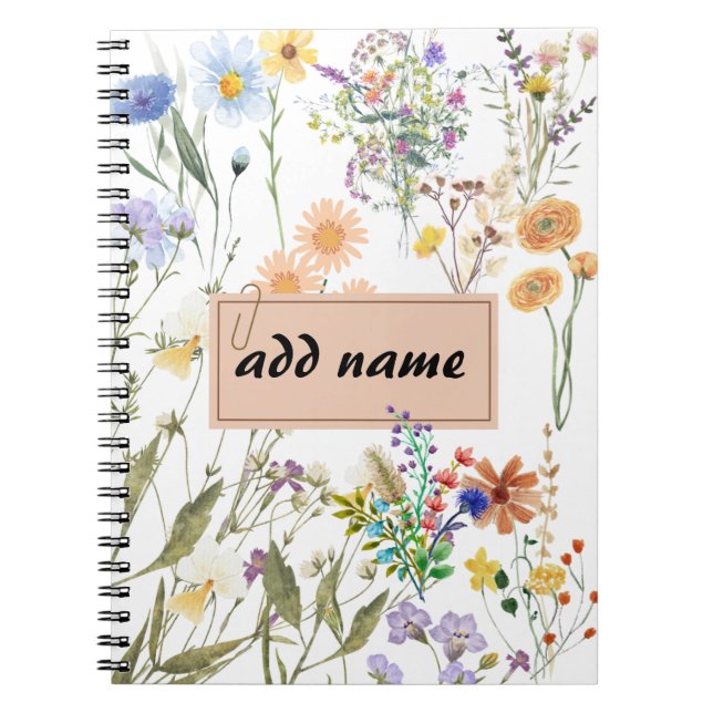 Wildflower Personalised Journal Customised Noteboo (Front)