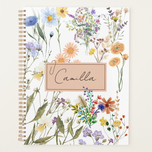 Wildflower Personalised Journal Customised Noteboo Planner (Front)