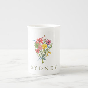 Wildflower personalised Name  Bone China Mug