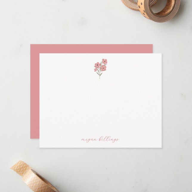 Wildflower Personalised Notecards - Thank You Card (Front/Back In Situ)