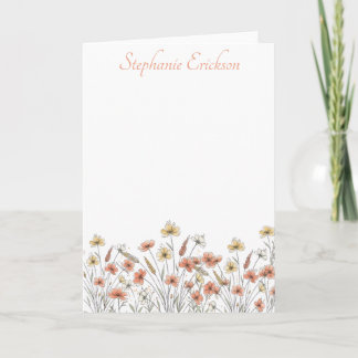 Wildflower Personalized Stationery Note Card