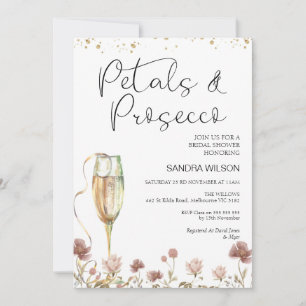 Wildflower Petals and Prosecco Bridal Shower Invitation