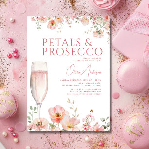 Wildflower Petals & Prosecco Blush Bridal Shower  Invitation