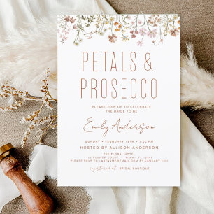 Wildflower Petals & Prosecco Bridal Shower Garden Invitation