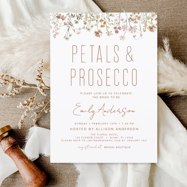 Wildflower Petals & Prosecco Bridal Shower Garden Invitation (Creator Uploaded)