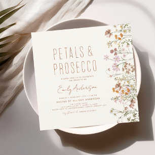 Wildflower Petals & Prosecco Bridal Shower Garden Invitation