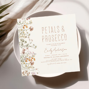 Wildflower Petals & Prosecco Bridal Shower Garden Invitation