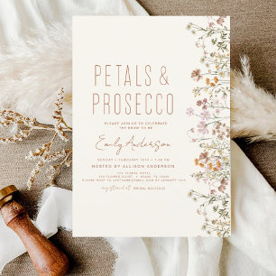Wildflower Petals & Prosecco Bridal Shower Garden Invitation