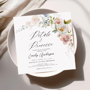 Wildflower Petals & Prosecco Bridal Shower Invitation