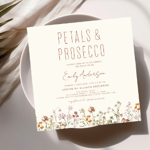 Wildflower Petals & Prosecco Bridal Shower Invitation