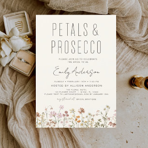 Wildflower Petals & Prosecco Bridal Shower Invitation