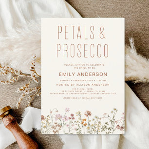 Wildflower Petals & Prosecco Bridal Shower Invitation