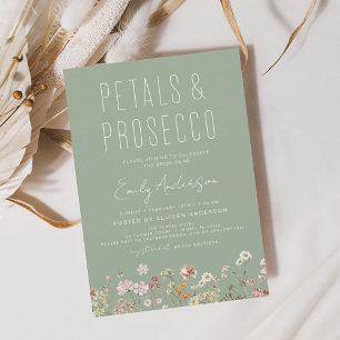 Wildflower Petals & Prosecco Bridal Shower Invitation