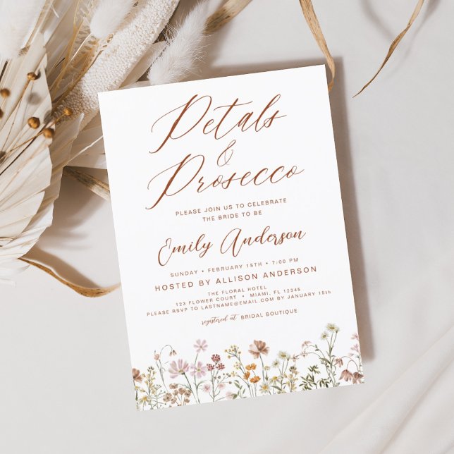 Wildflower Petals & Prosecco Bridal Shower Invitation (Creator Uploaded)