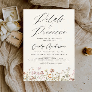Wildflower Petals & Prosecco Bridal Shower Invitation