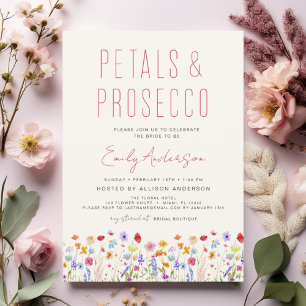 Wildflower Petals & Prosecco Bridal Shower Invitation