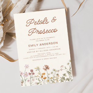 Wildflower Petals & Prosecco Bridal Shower Invitation