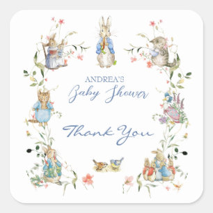 Wildflower Peter the Rabbit Baby Shower Square Sticker