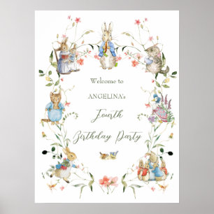 Wildflower Peter the Rabbit Birthday Party Welcome Poster