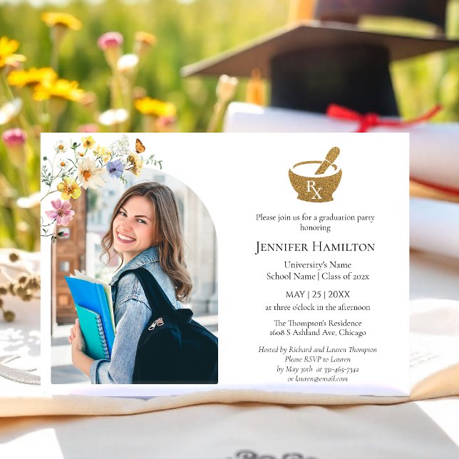 Wildflower Pharmacy School Graduation Party Photo Invitation (Creator Uploaded)