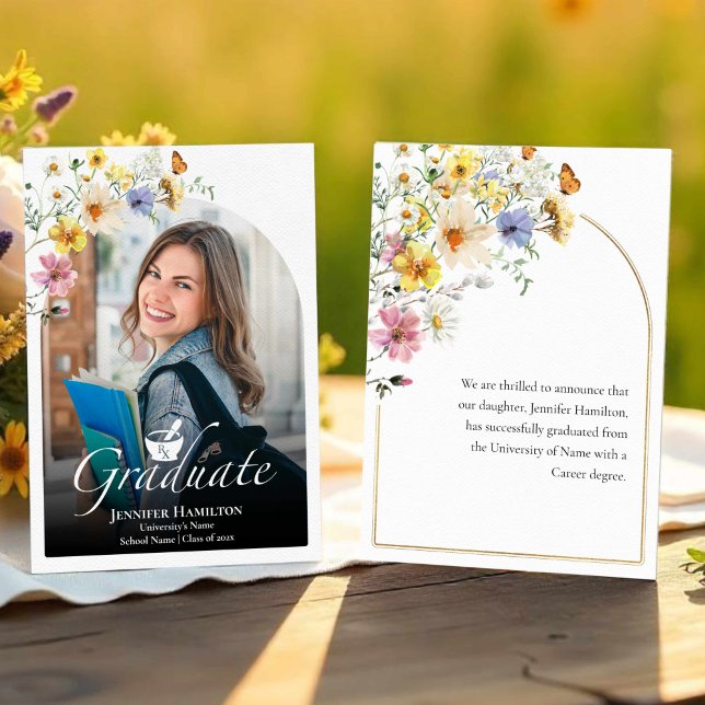  Wildflower Pharmacy School Photo Graduation Announcement (Creator Uploaded)