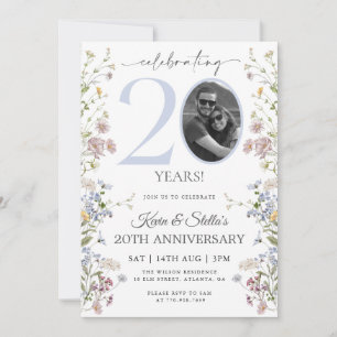 Wildflower Photo 20th Anniversary Invitation