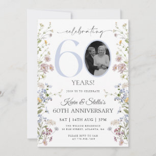 Wildflower Photo 60th Anniversary Invitation