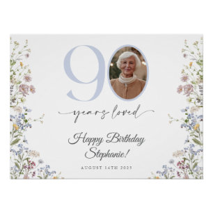 Wildflower Photo 90th Birthday Welcome Sign