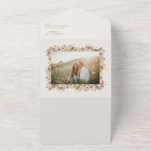 Wildflower Photo   Beige Wedding Of Seal and Send All In One Invitation