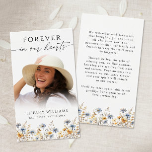 Wildflower Photo Forever In Our Hearts Prayer Card