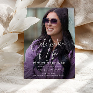 Wildflower Photo Funeral Memorial Program Tri-Fold Invitation