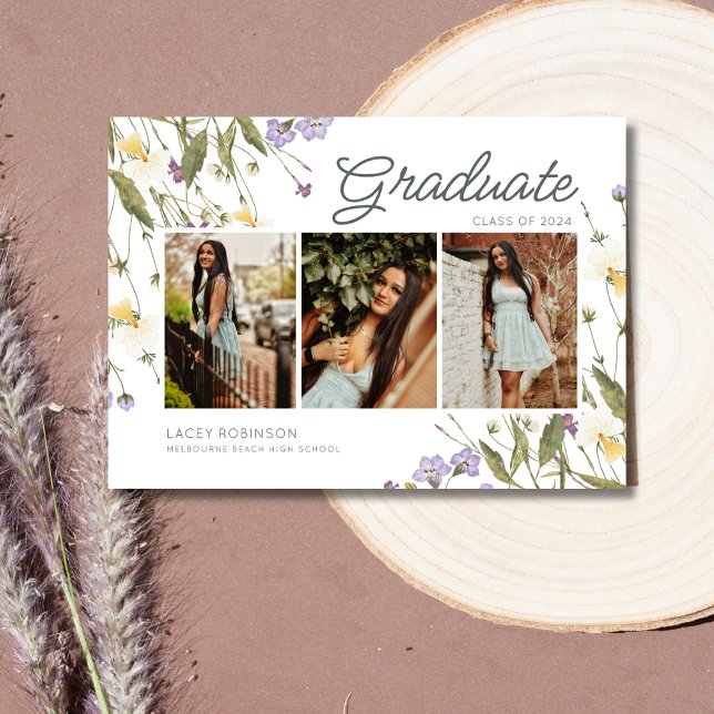 Wildflower Photo High School Graduation Party  Invitation (Wildflower Photo High School Graduation Party Invitation)