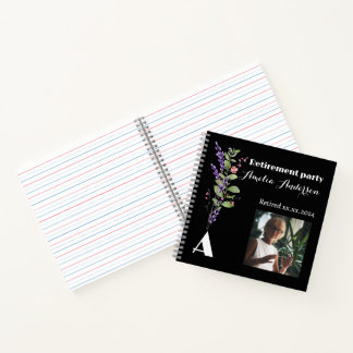 Wildflower photo retirement black guest book