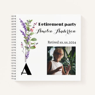 Wildflower photo retirement white guest book