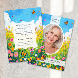 Wildflower Photo Sympathy Funeral Memorial Thank You Card