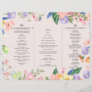 Wildflower Photo Tri-Fold Wedding Ceremony Program